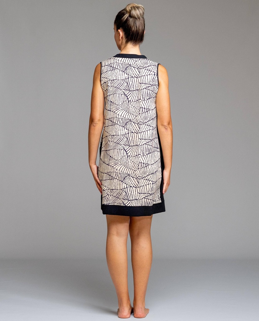 Vestido De Plana Sin Mangas Estampado Hojas Bicolor, EGATEX