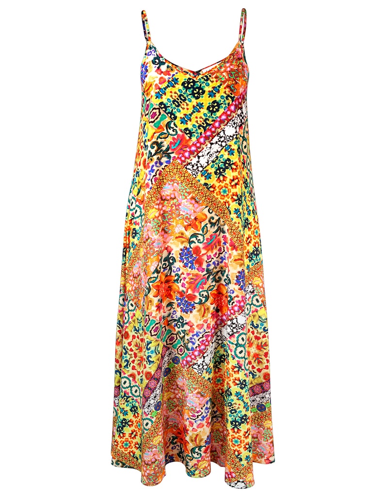 Vestido Largo Estampado De Tirantes Lidea L3062