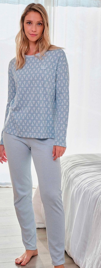 Pijama Chica Invierno 50% Algodón 25% Viscosa 25% Poliester MASSANA Verde Agua