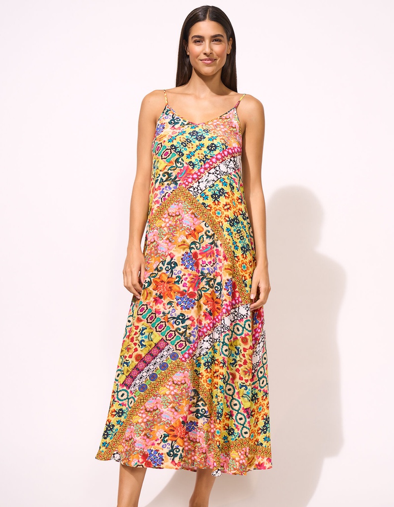 Vestido Largo Estampado De Tirantes Lidea L3062