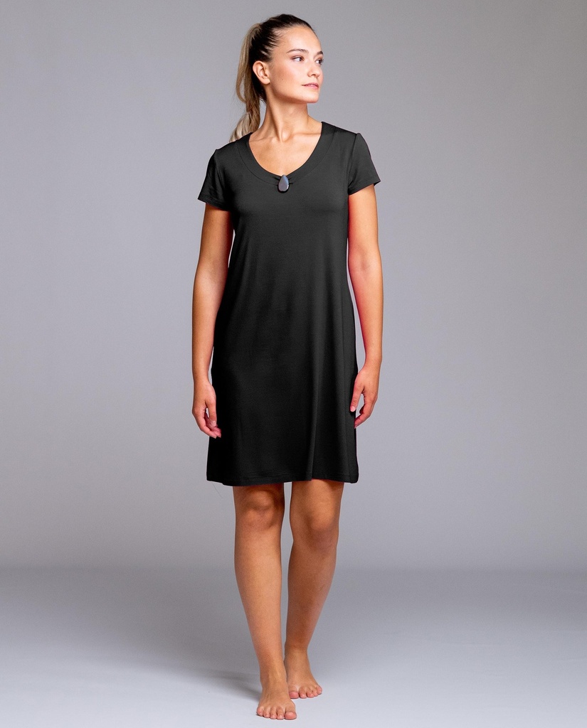 Vestido De Manga Corta Adorno Metalico, EGATEX