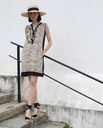 Vestido De Plana Sin Mangas Estampado Hojas Bicolor, EGATEX